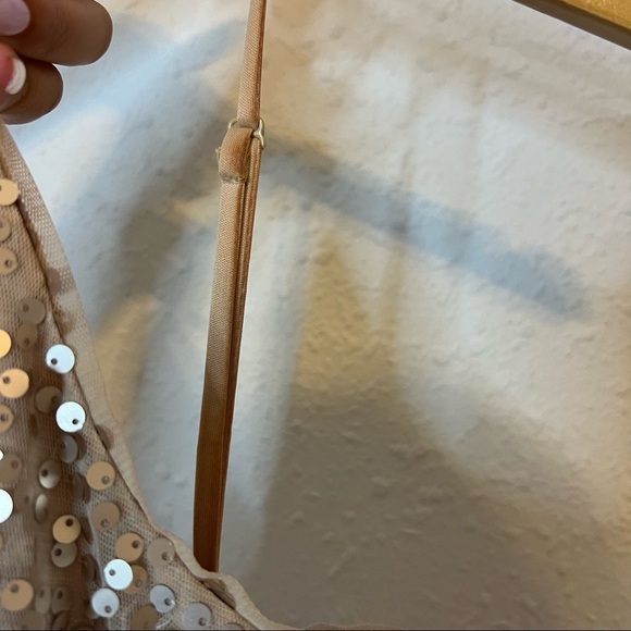 Lulu’s Gold Sequin Maxi Dress V-Neck Front Small - Picture 6 of 12